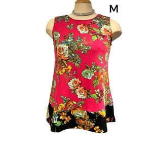 COCO BIANCO Floral Sleeveless Tank Top Size Medium Vibrant Colours Stretchy